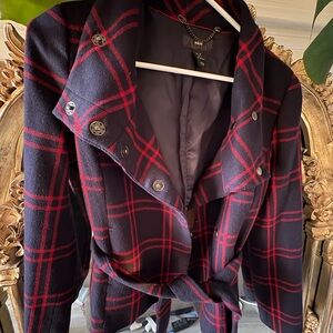 Plaid Women's Jacket - Red and Navy